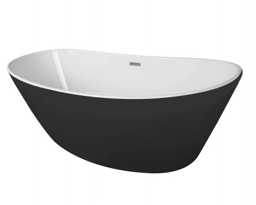 Ванна акриловая Azario EASTON 1800x820x600 белая с черными внешними стенками, свободностоящая, в комплекте с сифоном и металлической рамой (AZ-1337B)