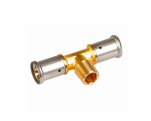 Тройник НР, латунь пресс, 20x1/2 x20, HENCO 14P-200420