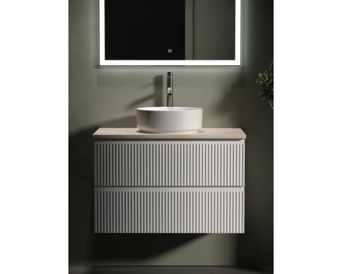 Тумба под раковину Sancos Snob R 80 со столешницей, bianco, бежевая, с отв. под смеситель
