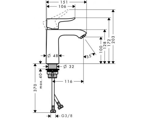 Hansgrohe Metris Смеситель для раковины, однорычажный, на 1 отв., излив: 15.1см., цвет: хром. 31084000 Hansgrohe Metris Смеситель для раковины, однорычажный, на 1 отв., излив: 15.1см., цвет: хром. 31084000