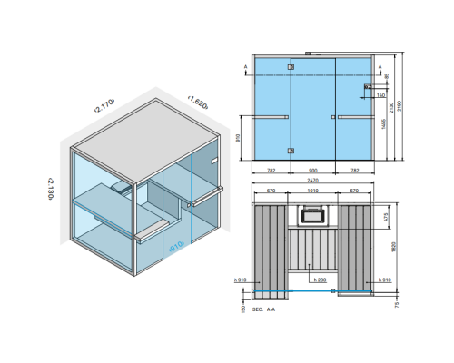 Effegibi Air 80 Corner Био-Сауна 247x162x213см, угловая DX, цвет: осина термообработанная. BI 91 80 0003 Effegibi Air 80 Corner Био-Сауна 247x162x213см, угловая DX, цвет: осина термообработанная. BI 91 80 0003