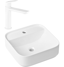 Комплект Раковина Lavinia Boho Bathroom Sink Slim 33311007 + Смеситель Wellsee ICON! for life 182305000 матовый белый