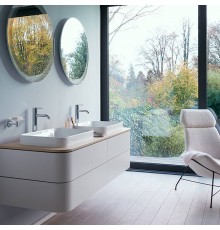 Duravit Happy D.2 Plus Тумба подвесная 160x55x40.8см с 2 раковинами, 4 ящика, цвет: nordic white satin matt/mediterrenean oak. 2359600000,  HP032HB7171,  HP4974B3939