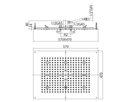 BOSSINI Dream Верхний душ 570 x 470 мм, с 8 LED (белый), 2 режима (дождь, распыление), цвет: хром. H38671.030