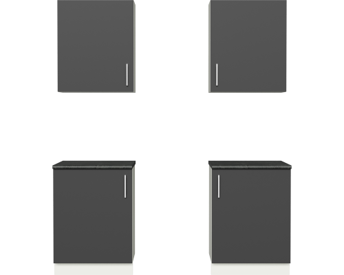 Кухонный гарнитур Domaci Болонья 180 см, фасад графит, ручка хром, столешница луна KUH-708299