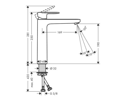 Hansgrohe Vernis Blend Смеситель для раковины, на 1 отв., излив: 16.9см., цвет: черный матовый. 71582670