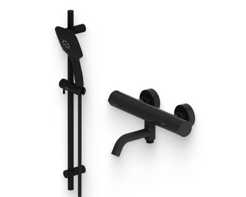 Душевой комплект Термостат Damixa Scandinavian Pure 363000300 для ванны с душем, черный + Гарнитур Galaxy DX75150300