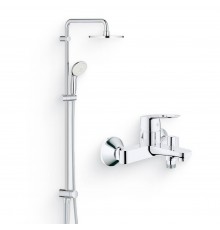 Душевой комплект Смеситель Grohe BauLoop 23341000 + Стойка New Tempesta Rustic 26452001