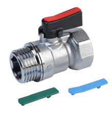 Шаровой кран Giacomini R694 R694X003 1/2", вн-нар, мини, с набором цветных вставок, флажок