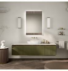 Oasis Naos Композиция №5 Комплект мебели 185х56xh45см, подвесной, мраморный топ calacatta oro, цвет: лак матовый/золото матовое. 0NAOA4D008,  0NAOB4D009,  0NAOE10004,  0NAOE10003,  0TDRMR5701(185/CO)+0VSCSPR00000001,  0LVBSPC00000010