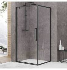 Душевой уголок Black White Stellar Wind S877 Black 90х90, профиль черный матовый, стекло прозрачное