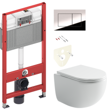 Комплект Унитаз подвесной Ceramicanova UP Rimless CN4007 белый + Инсталляция TECE Now 9400412 4 в 1 с кнопкой смыва