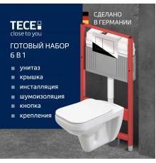 Комплект Унитаз подвесной STWORKI Дублин SETK3504-0605-001-1-6000 с микролифтом + Инсталляция TECE Now 9400412 4 в 1 с кнопкой смыва