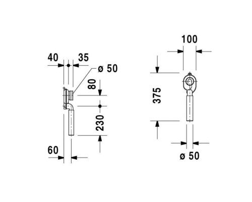 Duravit Сифон для писсуара с вытяжкой  d 50 , сток внутренний вертикальный, цвет: хром. 0051110000