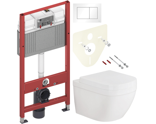Комплект Унитаз подвесной Grohe Euro Ceramic 3920600H компактный + Крышка 39330001 с микролифтом + Инсталляция TECE Base 9400413 4 в 1 с кнопкой смыва Комплект Унитаз подвесной Grohe Euro Ceramic 3920600H компактный + Крышка 39330001 с микролифтом + Инсталляция TECE Base 9400413 4 в 1 с кнопкой смыва