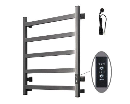 Полотенцесушитель электрический Тругор Пэк сп 60х50 60x55 см, подключение справа, скрытое подключение справа, оружейная сталь, лесенка, из стали