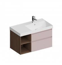 Kerama Marazzi Cubo Тумба подвесная 90см, правая, цвет: мальва матовая / орех. CUB.90.2Rh\MAL.N