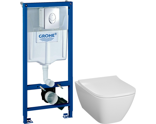 Комплект Унитаз подвесной Geberit Smyle Square 500.683.01.1 + Инсталляция Grohe Rapid SL 38721001 3 в 1 с кнопкой смыва Комплект Унитаз подвесной Geberit Smyle Square 500.683.01.1 + Инсталляция Grohe Rapid SL 38721001 3 в 1 с кнопкой смыва
