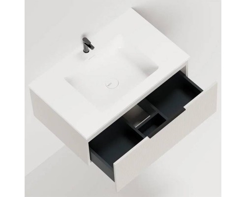 Salini Touch Тумба подвесная 80х50х32см., с раковиной, 1 ящик, верт. фрез., цвет: Сreamy. T800V1CON203