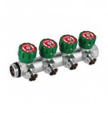Коллектор латунный никелированный Hoobs 1 x3/4  (евроконус) - 4 вых.. 03106H