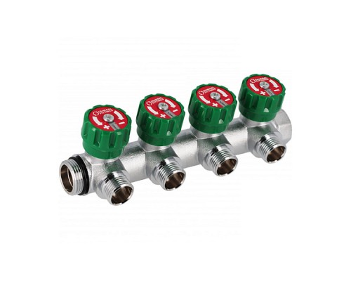 Коллектор латунный никелированный Hoobs 1 x3/4 (евроконус) - 4 вых.. 03106H Коллектор латунный никелированный Hoobs 1 x3/4 (евроконус) - 4 вых.. 03106H