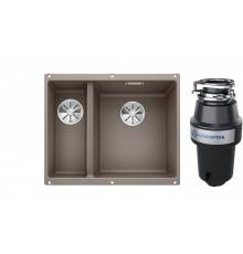 Комплект Мойка Blanco Subline 340/160-U серый беж, правая + Измельчитель KUCHENSTERN Muhle