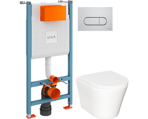 Комплект Унитаз подвесной Ceramicanova Forma CN3011 с микролифтом + Инсталляция VitrA V-Fix Core 732-5800-01 с кнопкой смыва Root R 740-2280 хром Комплект Унитаз подвесной Ceramicanova Forma CN3011 с микролифтом + Инсталляция VitrA V-Fix Core 732-5800-01 с кнопкой смыва Root R 740-2280 хром