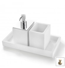 Набор настольный (лоток, стакан, дозатор) 3SC BeMood White 27.5 х 17 х 15 см, белый/Brushed Brass PVD BEMW99ABB