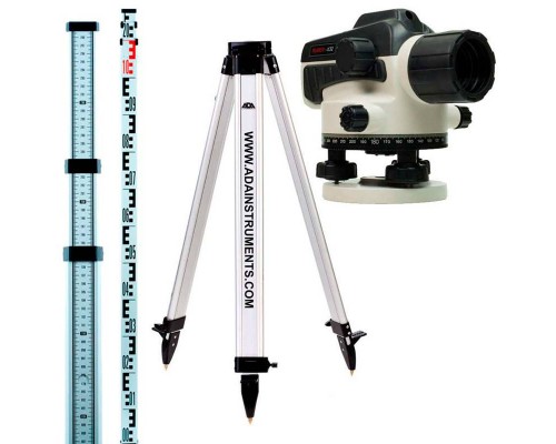 Нивелир оптический ADA Ruber 32 + Рейка ADA STAFF 3 + Штатив на клипсах ADA Light