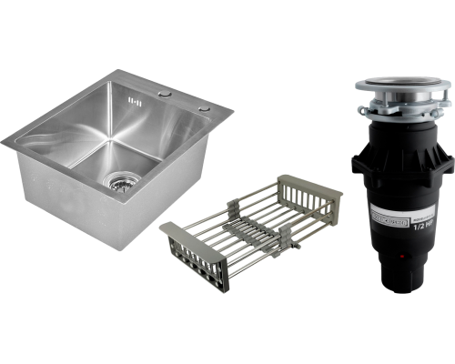 Комплект Мойка Wisent 4050 с коландером, сатин + Измельчитель Bone Crusher BC 810-SL Slim Line