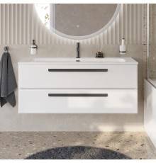 Тумба с раковиной Cezares Eco Cer-N 120, bianco opaco, раковина Eco 120, ручки черные матовые