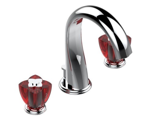 THG Petale de Cristal rouge Смеситель для раковины, 3 отв., цвет: хром/красный хрусталь. U6C-A02-151 THG Petale de Cristal rouge Смеситель для раковины, 3 отв., цвет: хром/красный хрусталь. U6C-A02-151