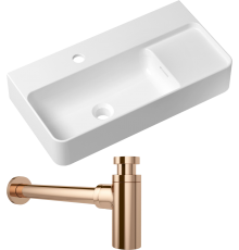 Комплект Раковина Lavinia Boho Bathroom Sink Slim 33311011 + Сифон Wellsee Drainage System 182107000 розовое золото