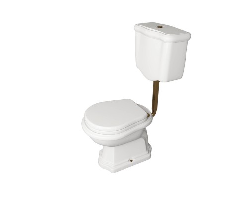 Kerasan Retro Унитаз 72х38.5см., приставной, с низким бачком, слив в пол, цвет: белый/бронза. 751393,  101001,  760393,  108201,  757193