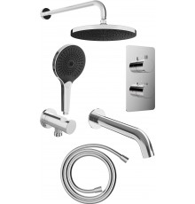 Душевой комплект Aqueduto Смеситель + Верхний душ + Шланг + Лейка + Кронштейн + Шланговое подключение + Излив, С ВНУТРЕННЕЙ ЧАСТЬЮ