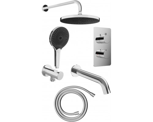 Душевой комплект Aqueduto Смеситель + Верхний душ + Шланг + Лейка + Кронштейн + Шланговое подключение + Излив, С ВНУТРЕННЕЙ ЧАСТЬЮ