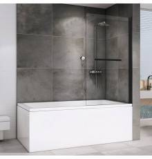 Шторка на ванну Abber Immer Offen AG70080B 80x140, профиль черный, стекло прозрачное