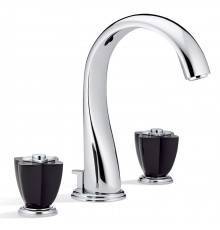 THG Petale de Cristal noir Смеситель для раковины, 3 отв., цвет: хром/черный хрусталь. U6D-A02-151