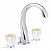 THG Petale de Cristal clair lisere dore Смеситель для раковины, 3 отв., цвет: хром/прозрачный хрусталь с золотым декором. U6E-A02-151