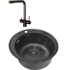 Комплект Мойка кухонная Zorg Light SZR-510/205 GRAFIT + Смеситель Inox SZR-7039 BR/GRAFIT бронза графит