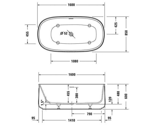 Duravit Zencha Ванна 160х85х60см., отдельностоящая, с бесшовной панелью и рамой, с нажимным клапаном, DuroCastreg; Plus, цвет: белый матовый. 700462000000000 Duravit Zencha Ванна 160х85х60см., отдельностоящая, с бесшовной панелью и рамой, с нажимным клапаном, DuroCastreg; Plus, цвет: белый матовый. 700462000000000