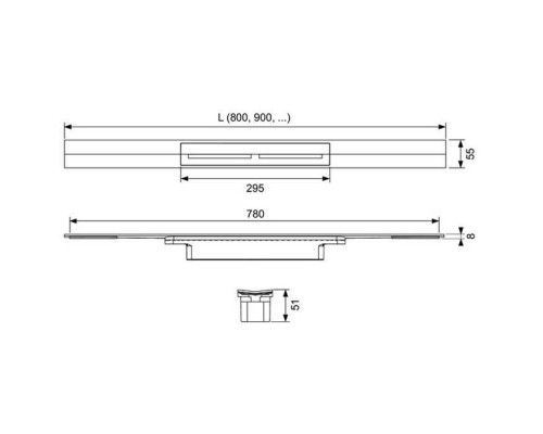 TECE Профиль для душа TECEdrainprofile, 800 мм, PVD Polished Black Chrome. 670811