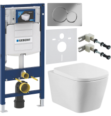 Комплект Унитаз подвесной BelBagno Albano BB120CHR + Крышка BB120SC с микролифтом + Инсталляция Geberit Duofix UP 320 111.300.00.5 + Кнопка Sigma 01 115.770.21.5 хром + Крепления 111.815.00.1 к стене + Шумоизоляция 156.050.00.1