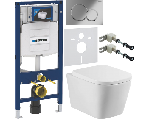 Комплект Унитаз подвесной BelBagno Albano BB120CHR + Крышка BB120SC с микролифтом + Инсталляция Geberit Duofix UP 320 111.300.00.5 + Кнопка Sigma 01 115.770.21.5 хром + Крепления 111.815.00.1 к стене + Шумоизоляция 156.050.00.1