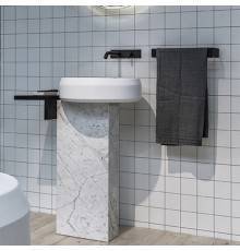 Agape Lariana Раковина 46.5x13см., без отв., круглая, с колонной, мрамор Carrara, цвет: белый. ACER1073MC *0