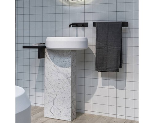 Agape Lariana Раковина 46.5x13см., без отв., круглая, с колонной, мрамор Carrara, цвет: белый. ACER1073MC *0