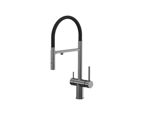 Смеситель для кухни Reflexion Lago RX9901BL с гибким изливом, оружейная сталь