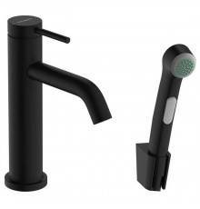 Hansgrohe Tecturis S Смеситель для раковины, 1 отв., EcoSmart+, с гигиеническим душем и шлангом 160см., цвет: черный матовый. 73211670