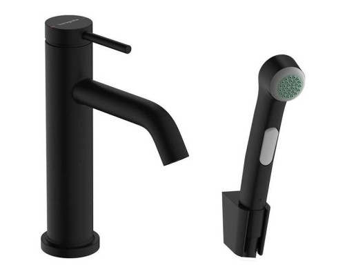 Hansgrohe Tecturis S Смеситель для раковины, 1 отв., EcoSmart+, с гигиеническим душем и шлангом 160см., цвет: черный матовый. 73211670 Hansgrohe Tecturis S Смеситель для раковины, 1 отв., EcoSmart+, с гигиеническим душем и шлангом 160см., цвет: черный матовый. 73211670