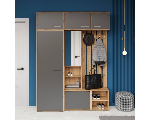 Прихожая DIWO Кострома 160 дуб вотан, антрацит, ручка золото